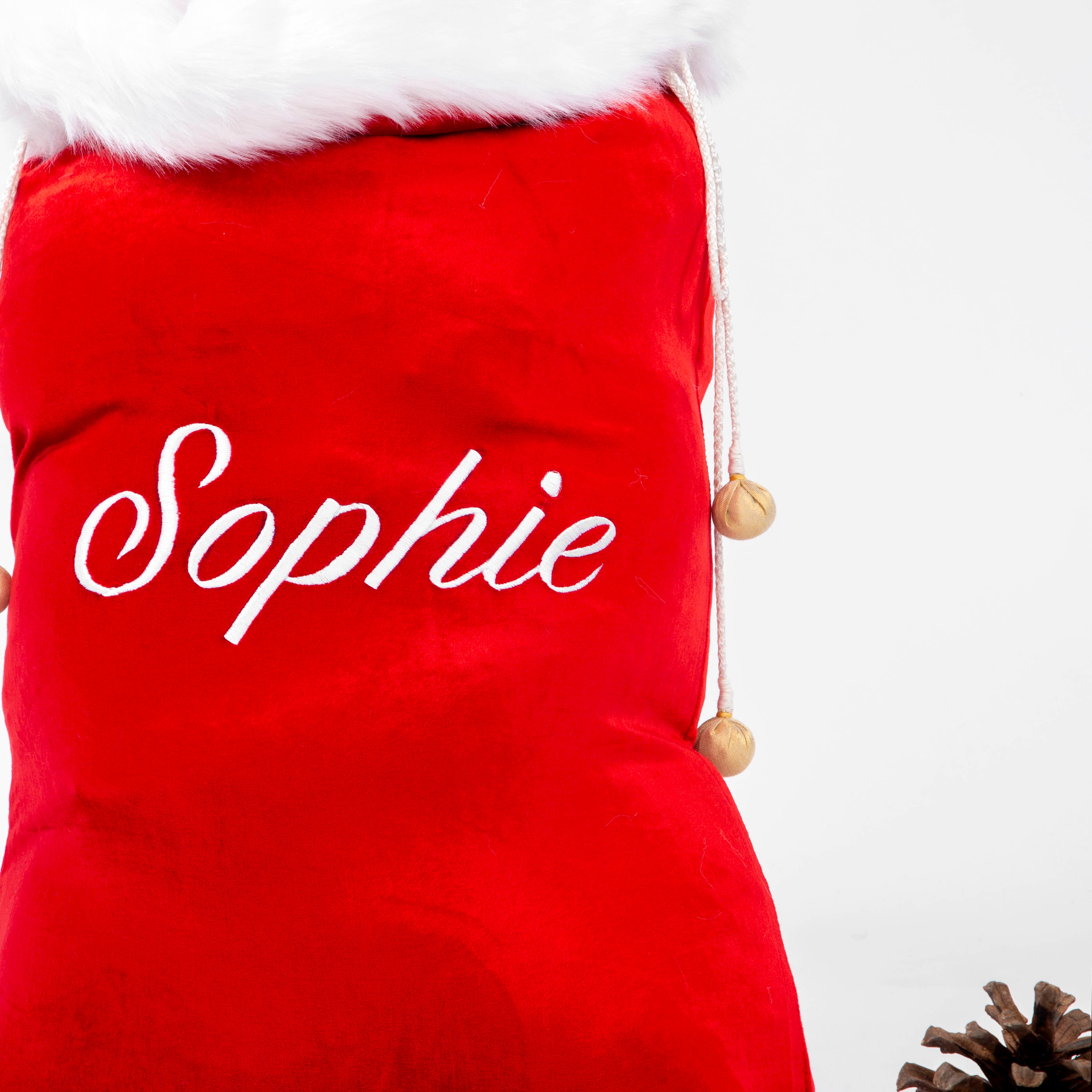 Personalised Red Velvet with Faux Fur Santa Sack