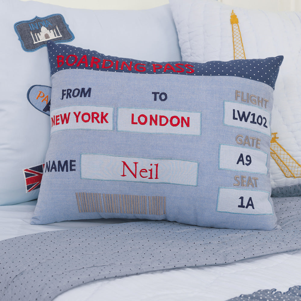 Personalised Boarding Pass Pillow - Boy