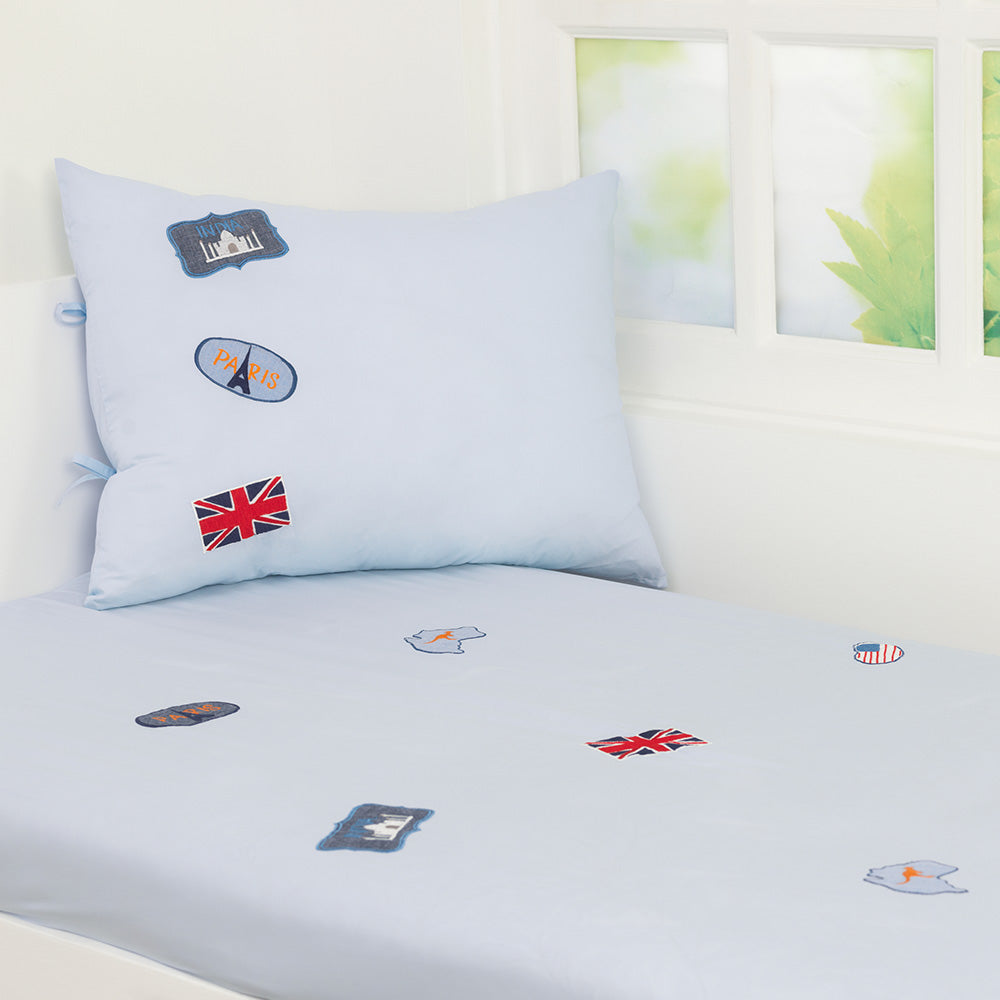 Around The World (Blue) Kids Bedding Set, Ages 3 to 15