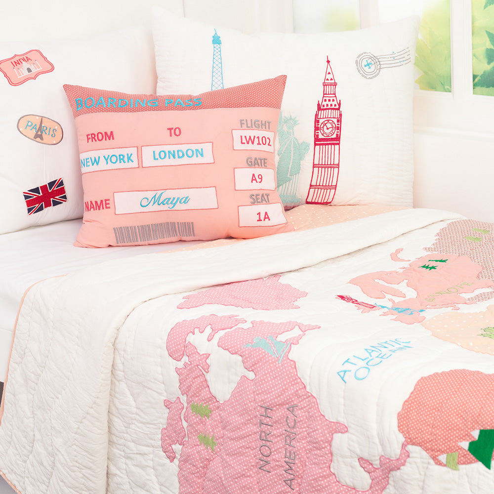 Around The World (Pink) Kids Bedding Set, Ages 3 to 15