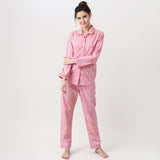Lily Blockprint Pajama Set for Women (Watermelon Pink)