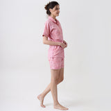 Lily Blockprint Shorts Set For Women (Watermelon Pink)