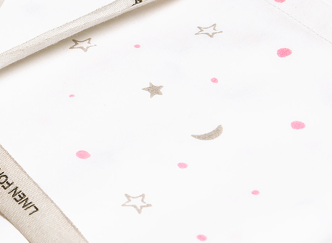 Masilo Organic Fitted Cot Sheet - Pink/Grey Star