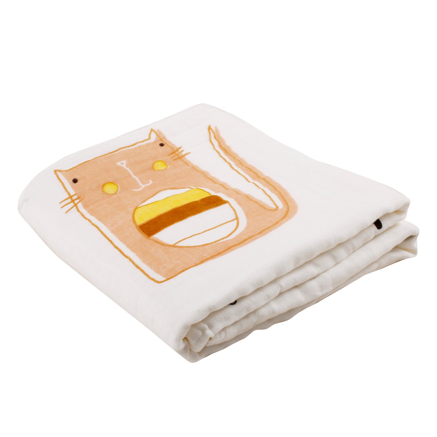 Baby Moo Colourful Cats White Muslin Blanket