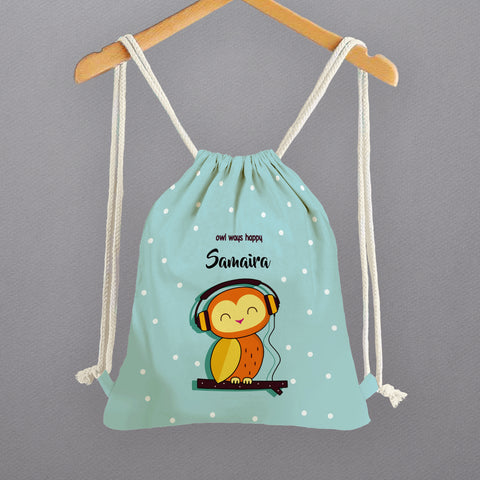 Personalised Drawstring Bags - Owl