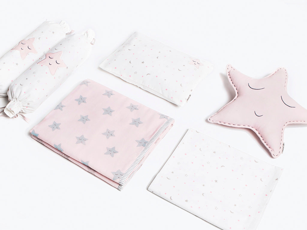 Masilo Organic Cot Bedding Set - Pink Star