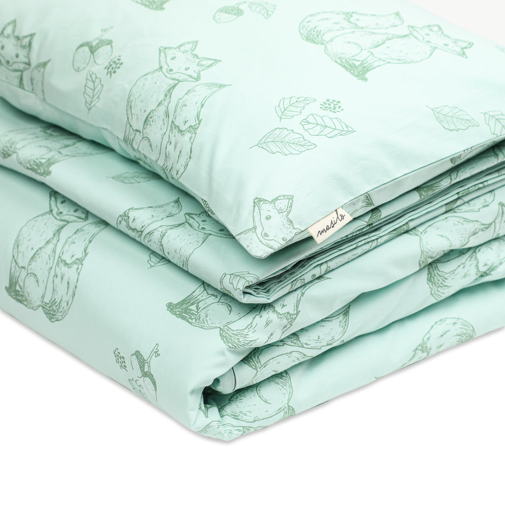 Masilo Organic Cotton Toddler Cot Set – Clever Fox  (Thin/Quilted Insert)