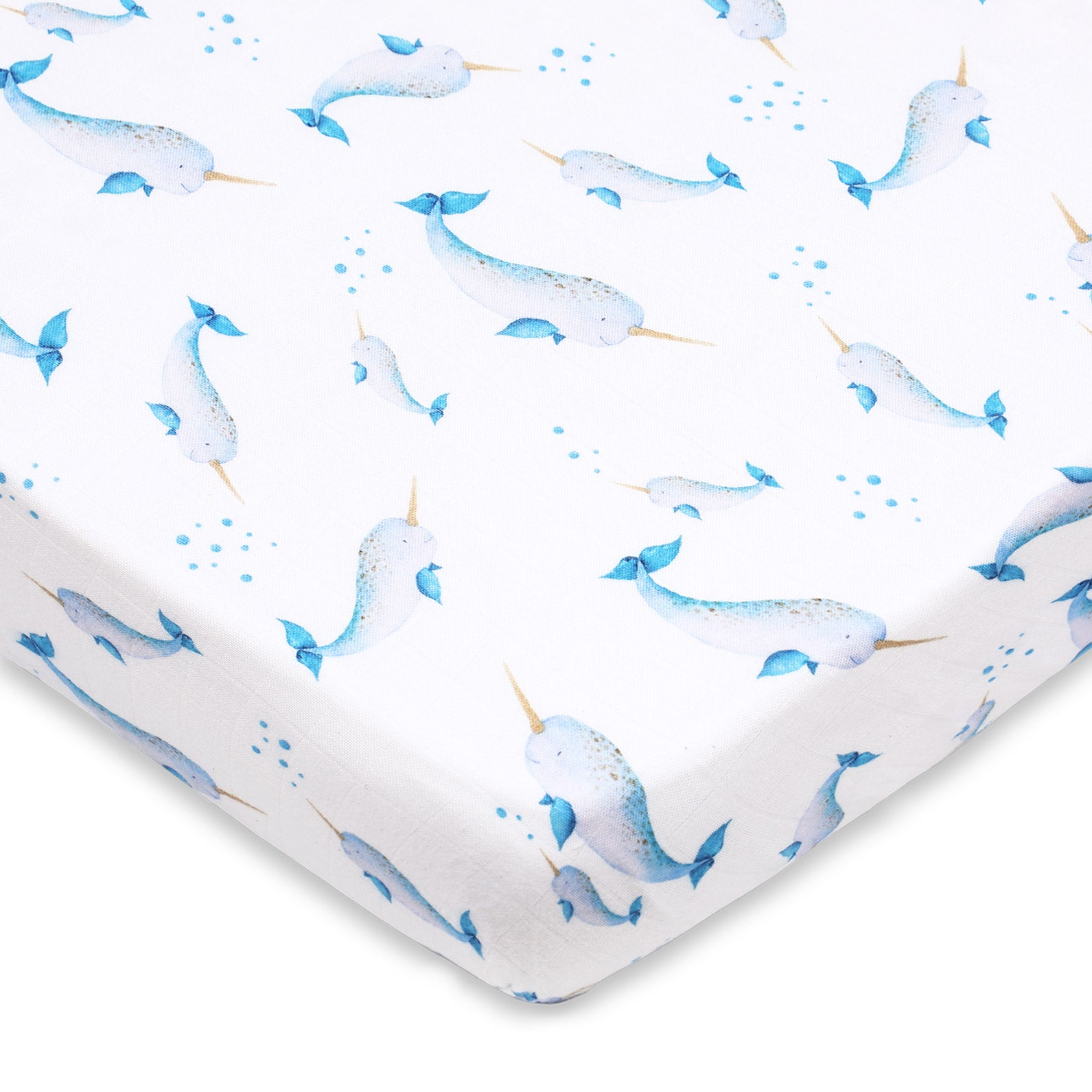 Masilo Bamboo Muslin Fitted Cot Sheet - Believe In Narwhals