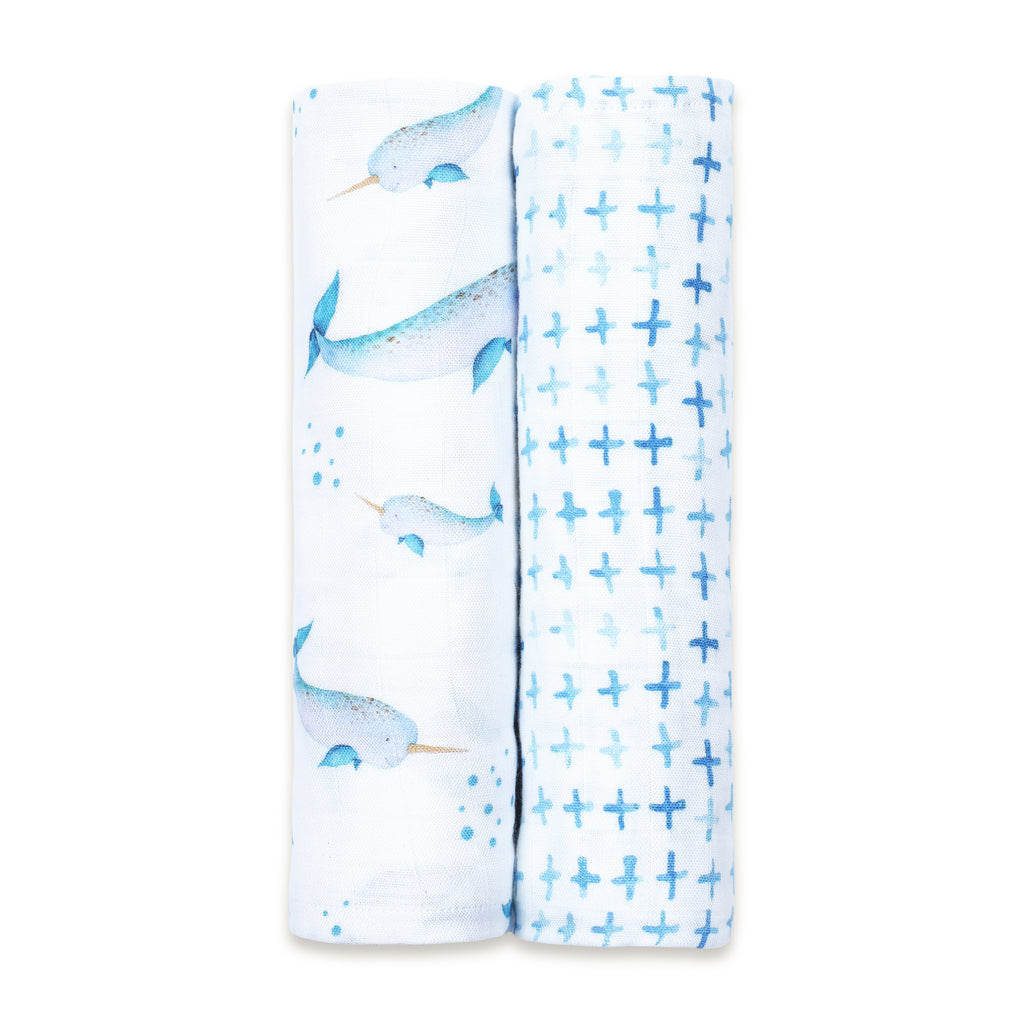 Masilo Bamboo Muslin Swaddles (Set of 2) - Believe In Narwhals