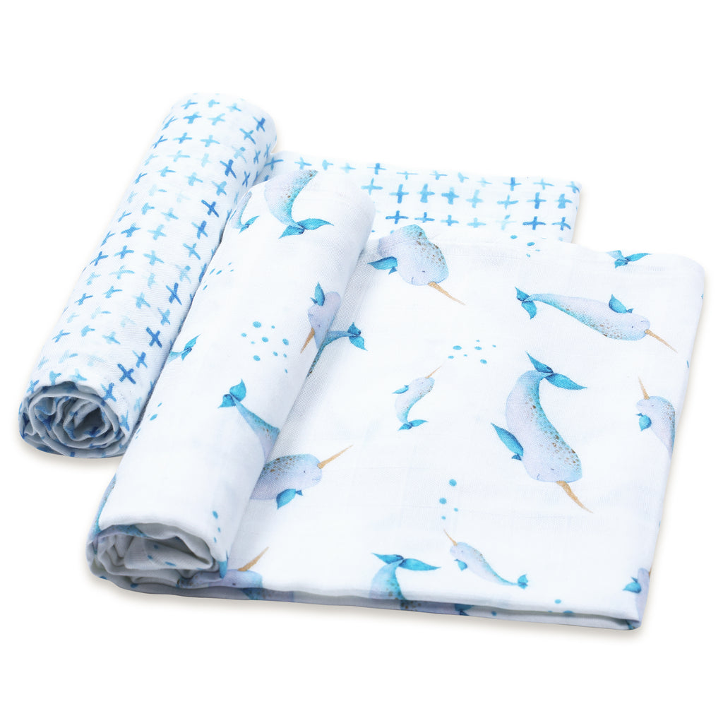 Masilo Bamboo Muslin Swaddles (Set of 2) - Believe In Narwhals