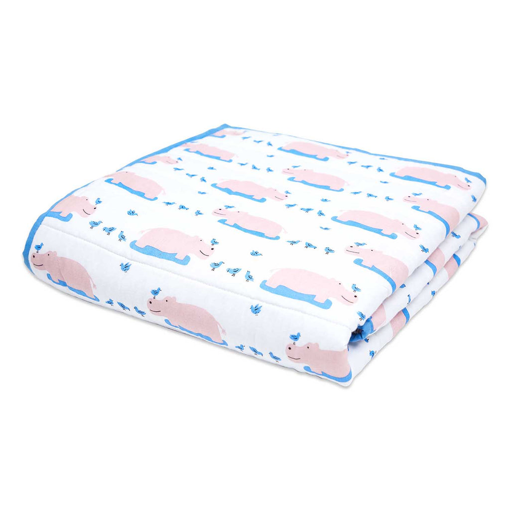 Masilo Organic Quilted Blanket - Happy As A Hippo