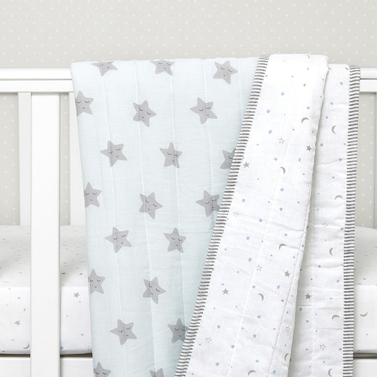 Organic Quilted Blanket <br> Blue Star<br><span style="font-size: 10px;">Can be Personalised</span>
