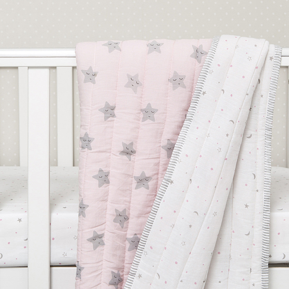 Organic Quilted Blanket <br> Pink Star<br><span style="font-size: 10px;">Can be Personalised</span>