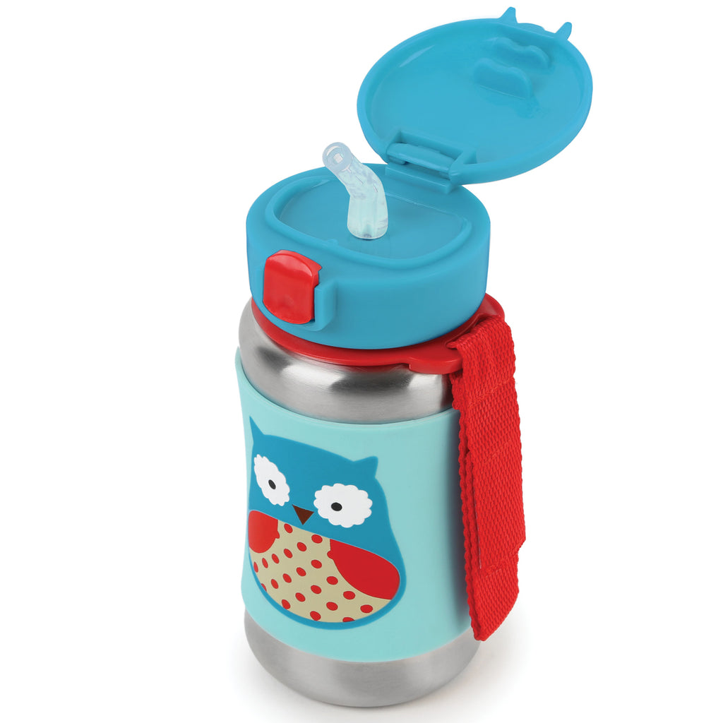 Skip Hop Insulated Stainless Steel Straw Bottle, Owl
