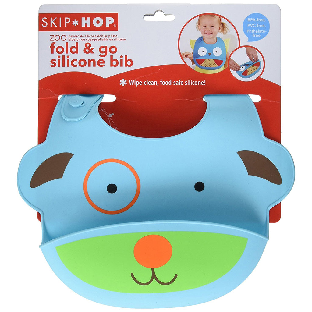 Skip Hop Zoo Fold & Go Silicone Bib, Dog