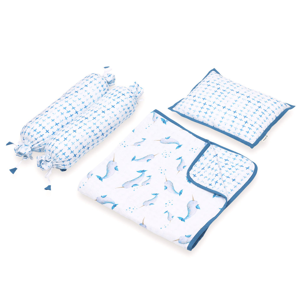 Masilo New Baby Mini Cot Set - Believe In Narwhals