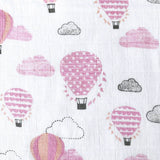 Masilo Organic Muslin Stroller Blanket - Up Up & Away (Pink)