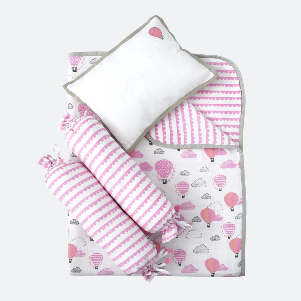 Masilo New Baby Mini Cot Set - Up Up & Away (Pink)
