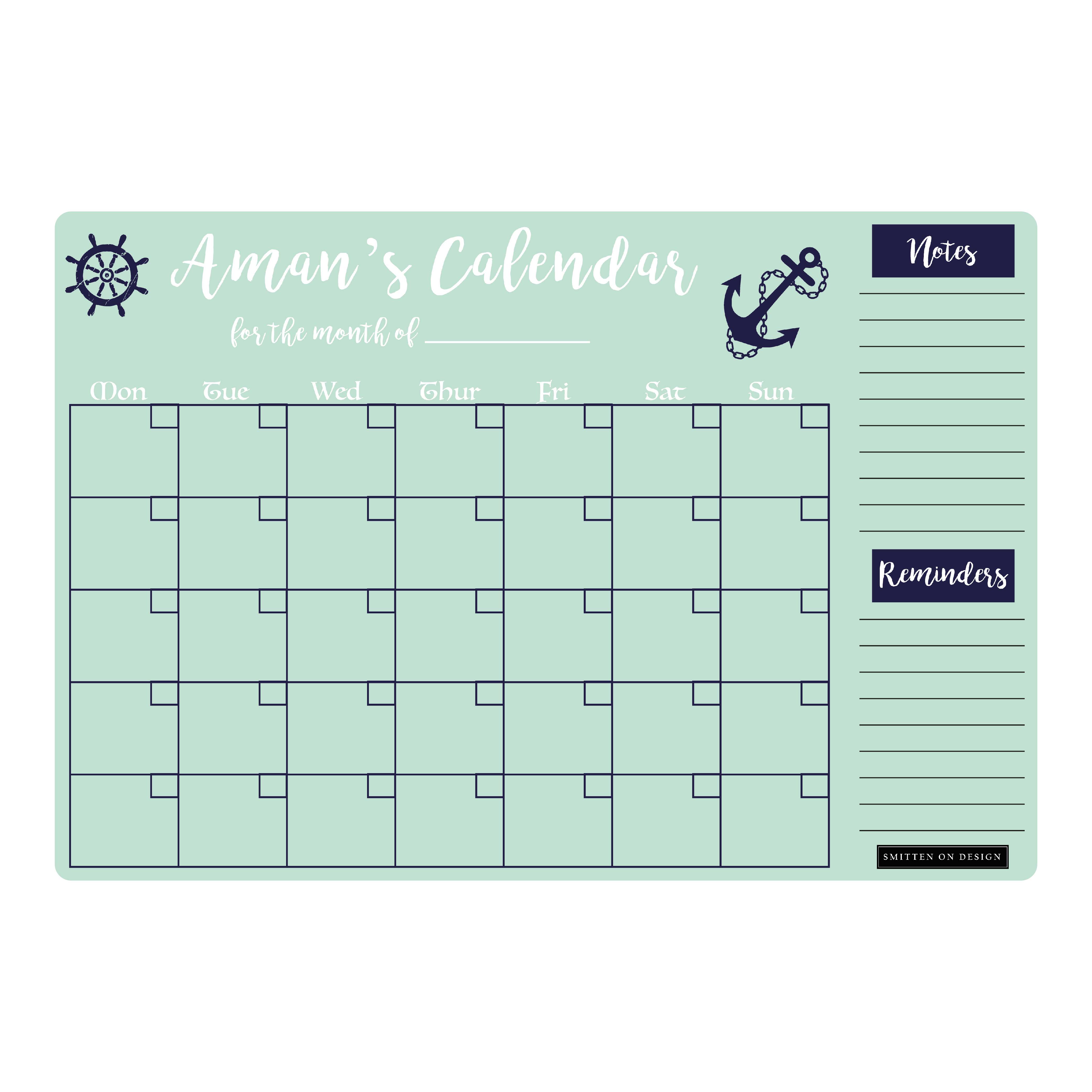 Nautical  Mint Magnum Monthly Planner