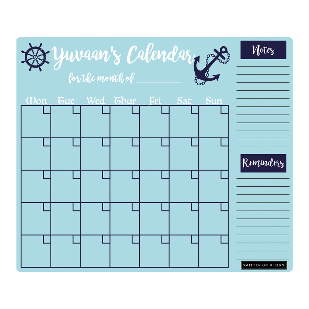 Nautical Blue  Regular Monthly Planner