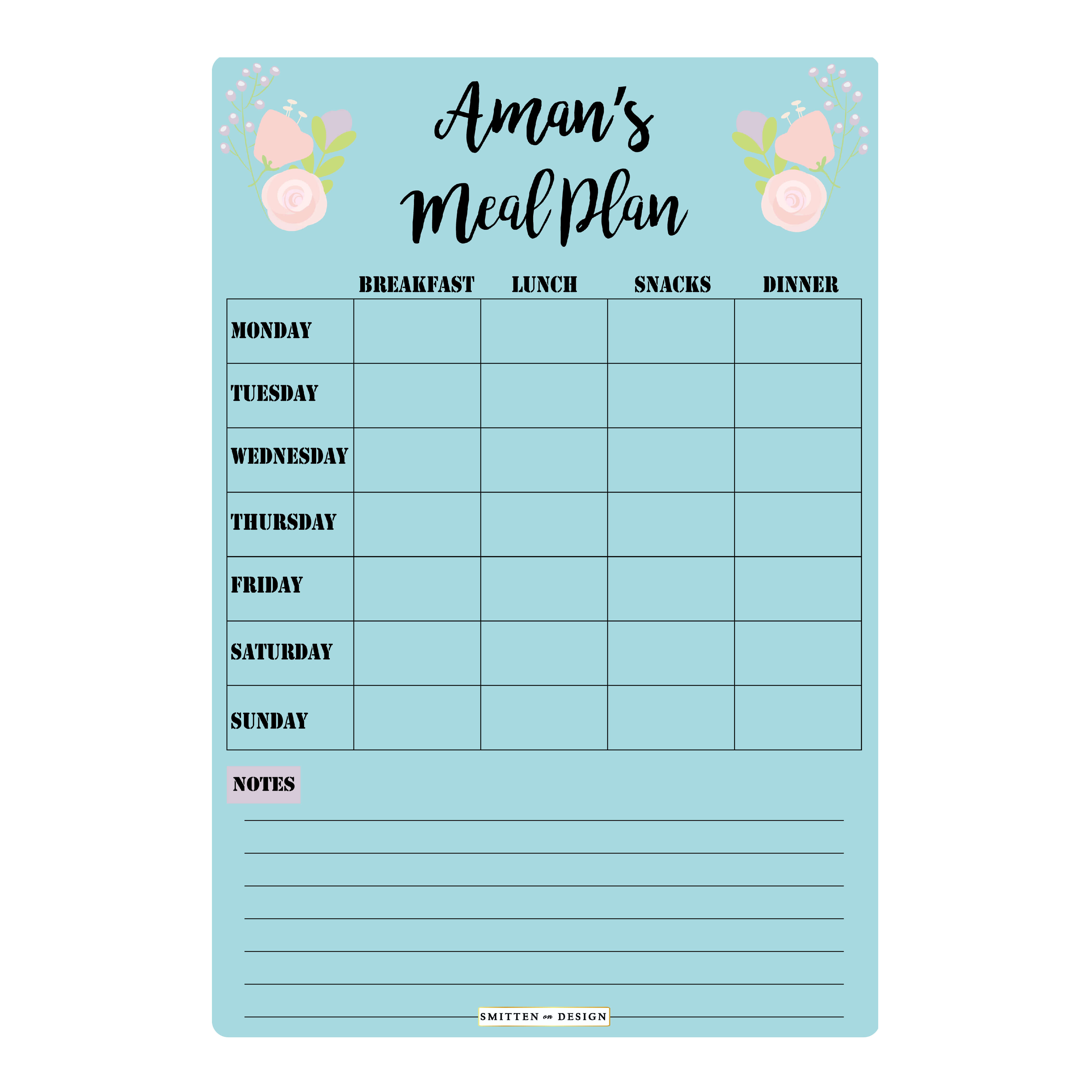 Charmed Blue Meal Planner