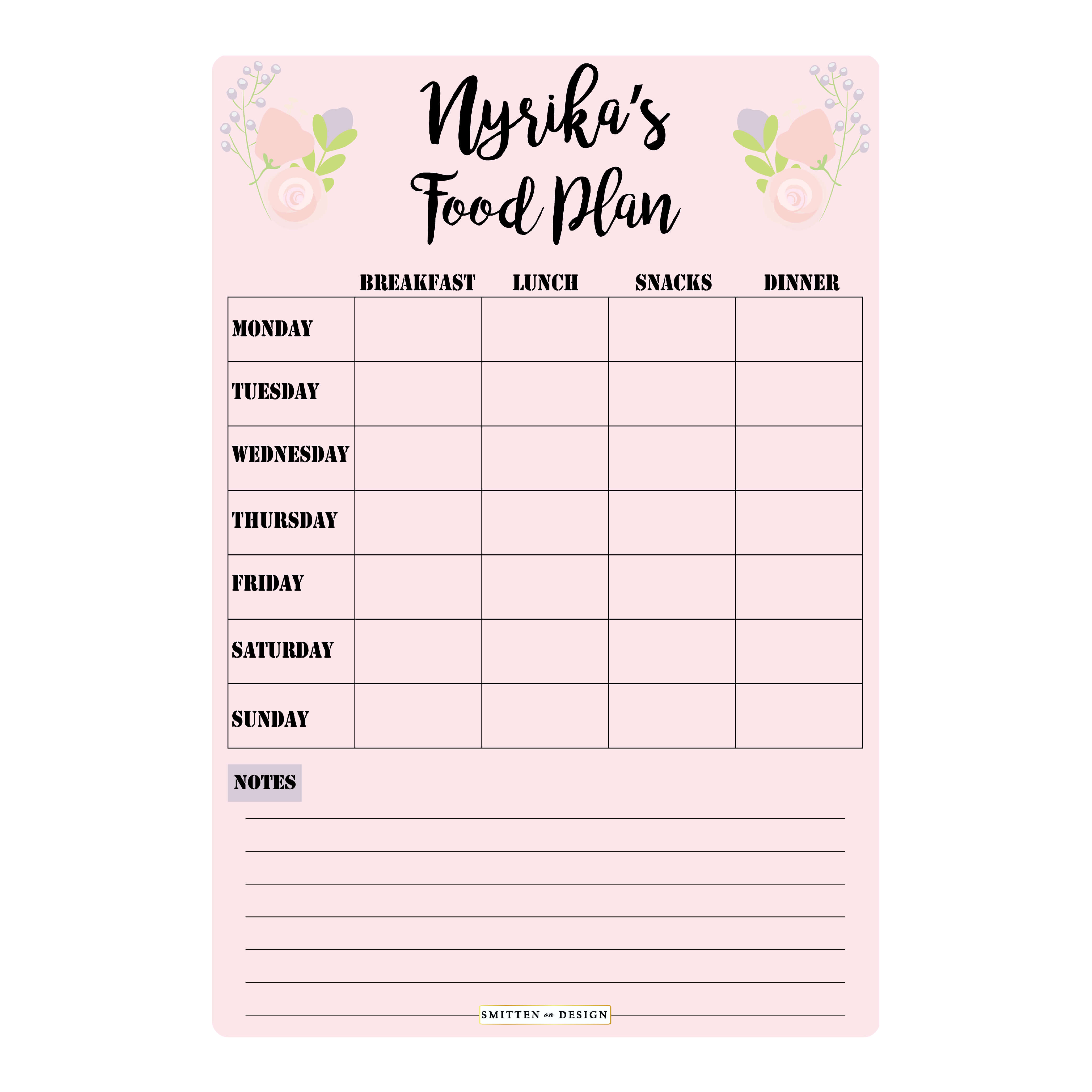 Charmed Blush Meal Planner