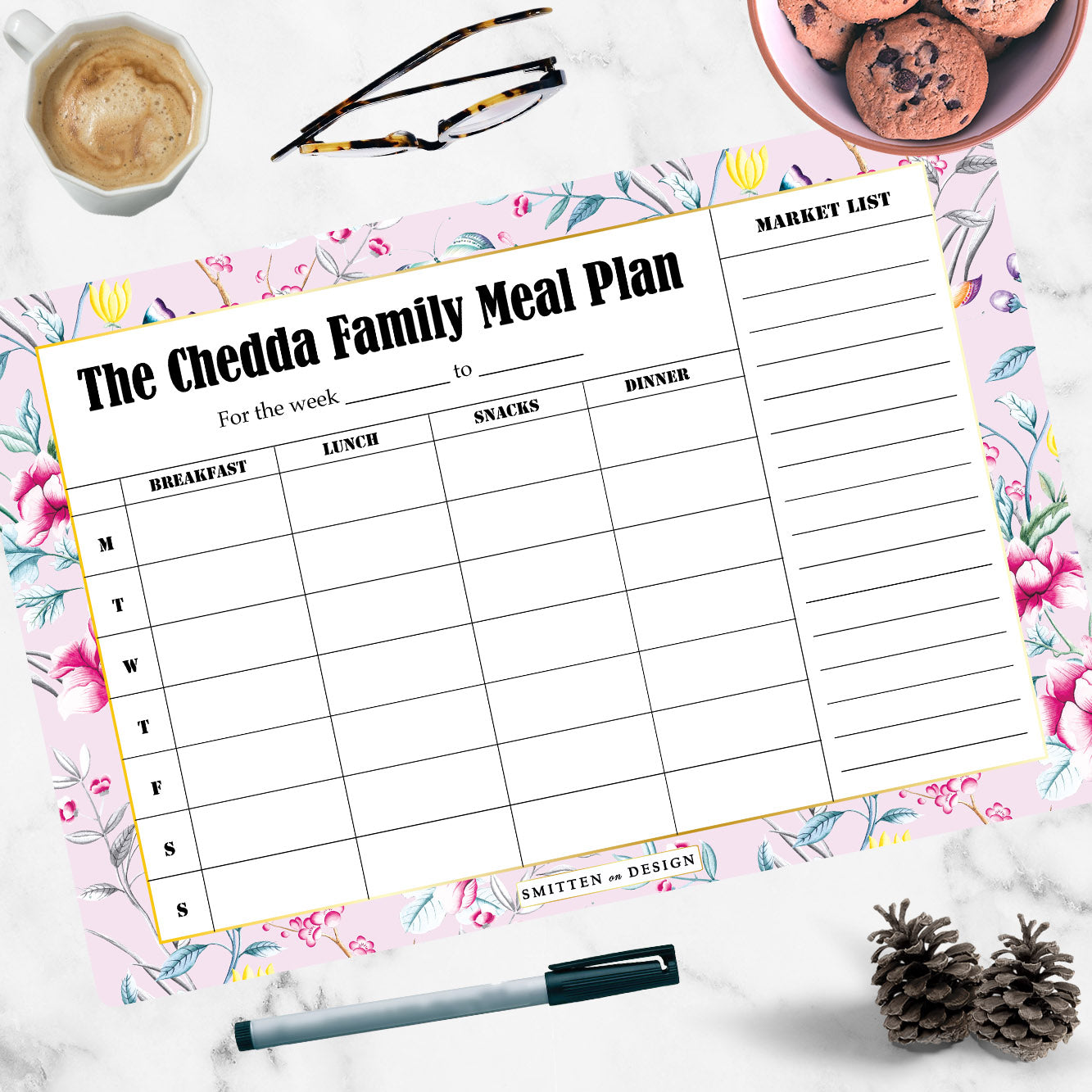 Chinoiserie Blush Magnum Meal Planner