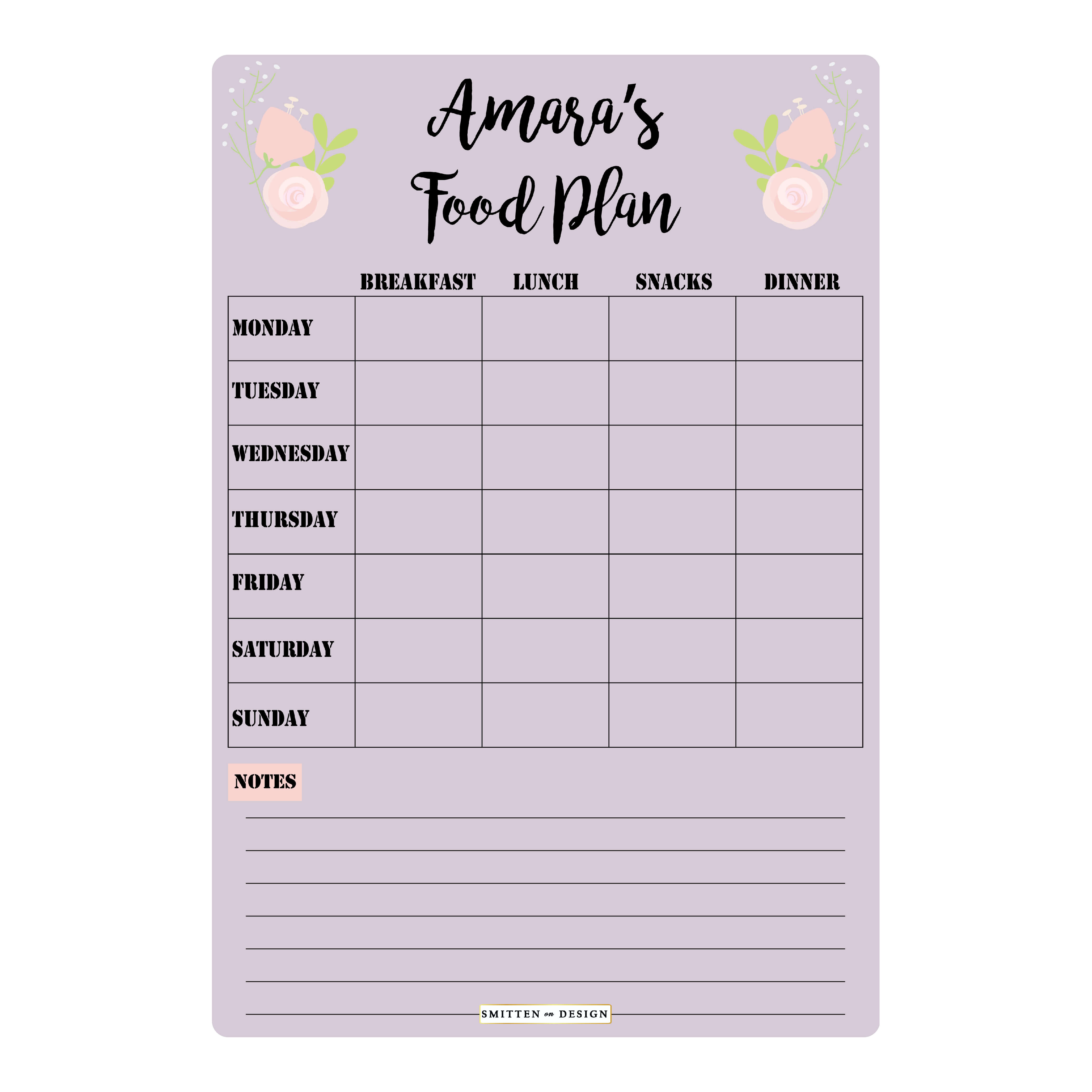 Charmed Lilac  Magnum Meal Planner