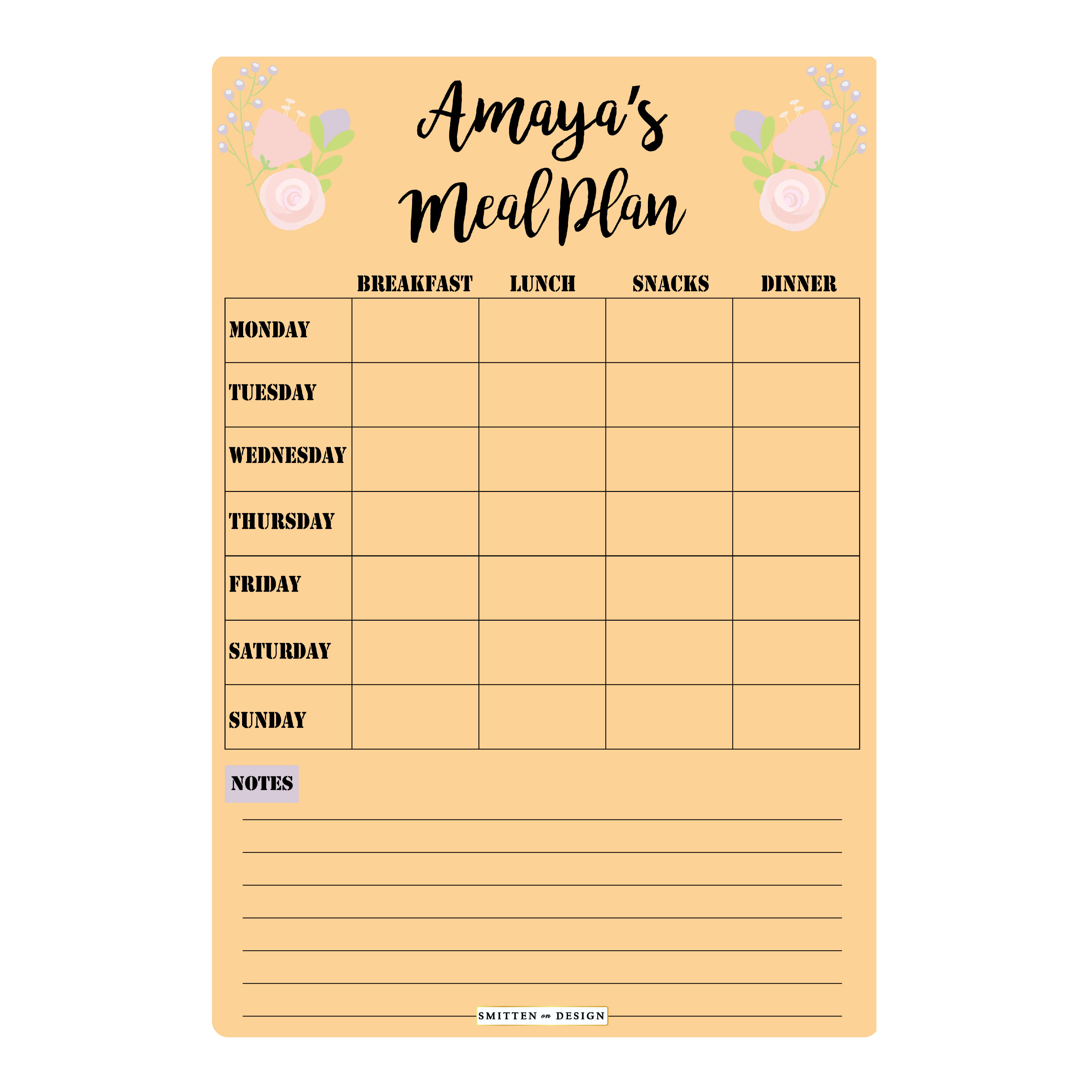 Charmed Mango Meal Planner