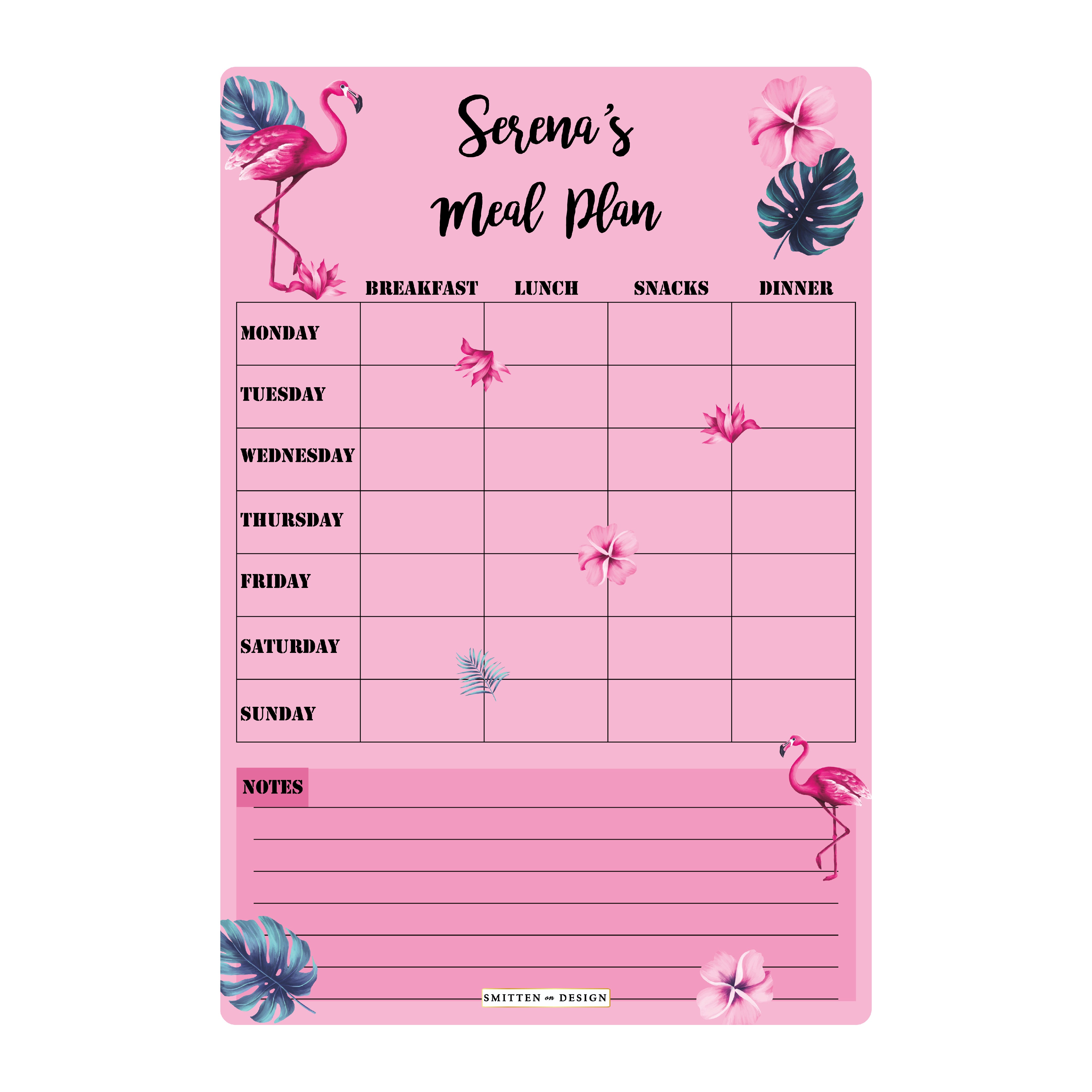 Flamingo Floral Meal Planner