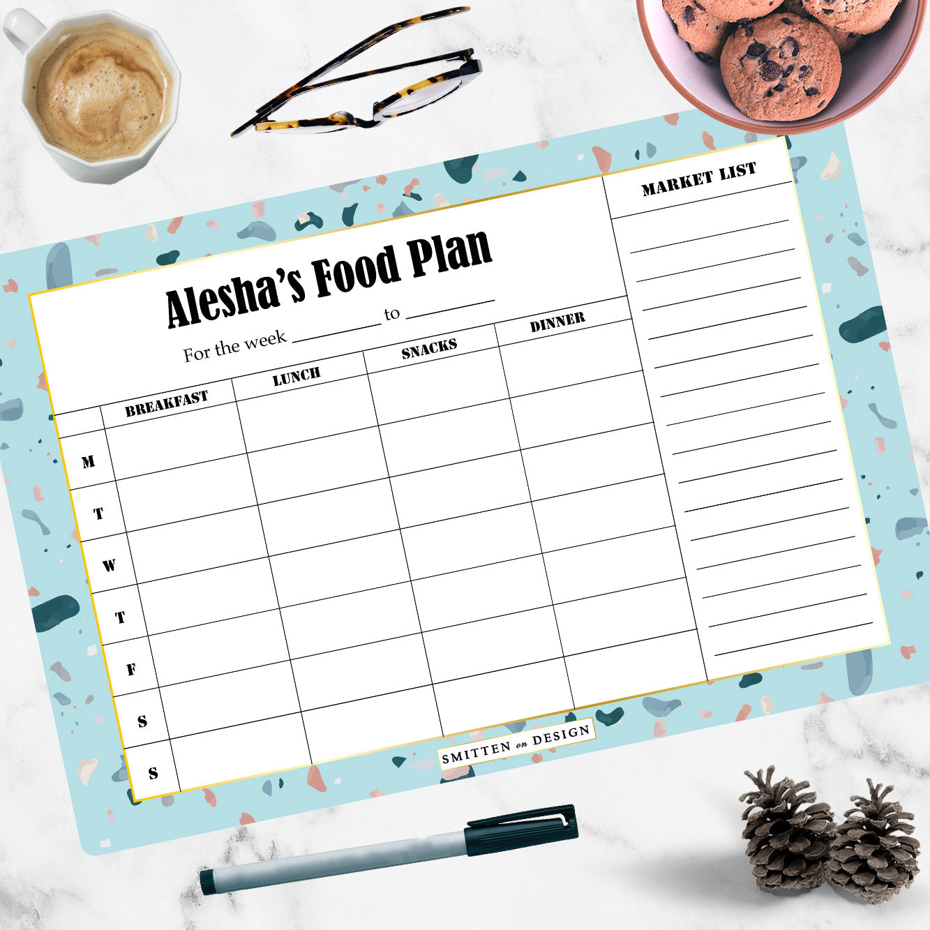 Terrazzo Blue Magnum Meal Planner