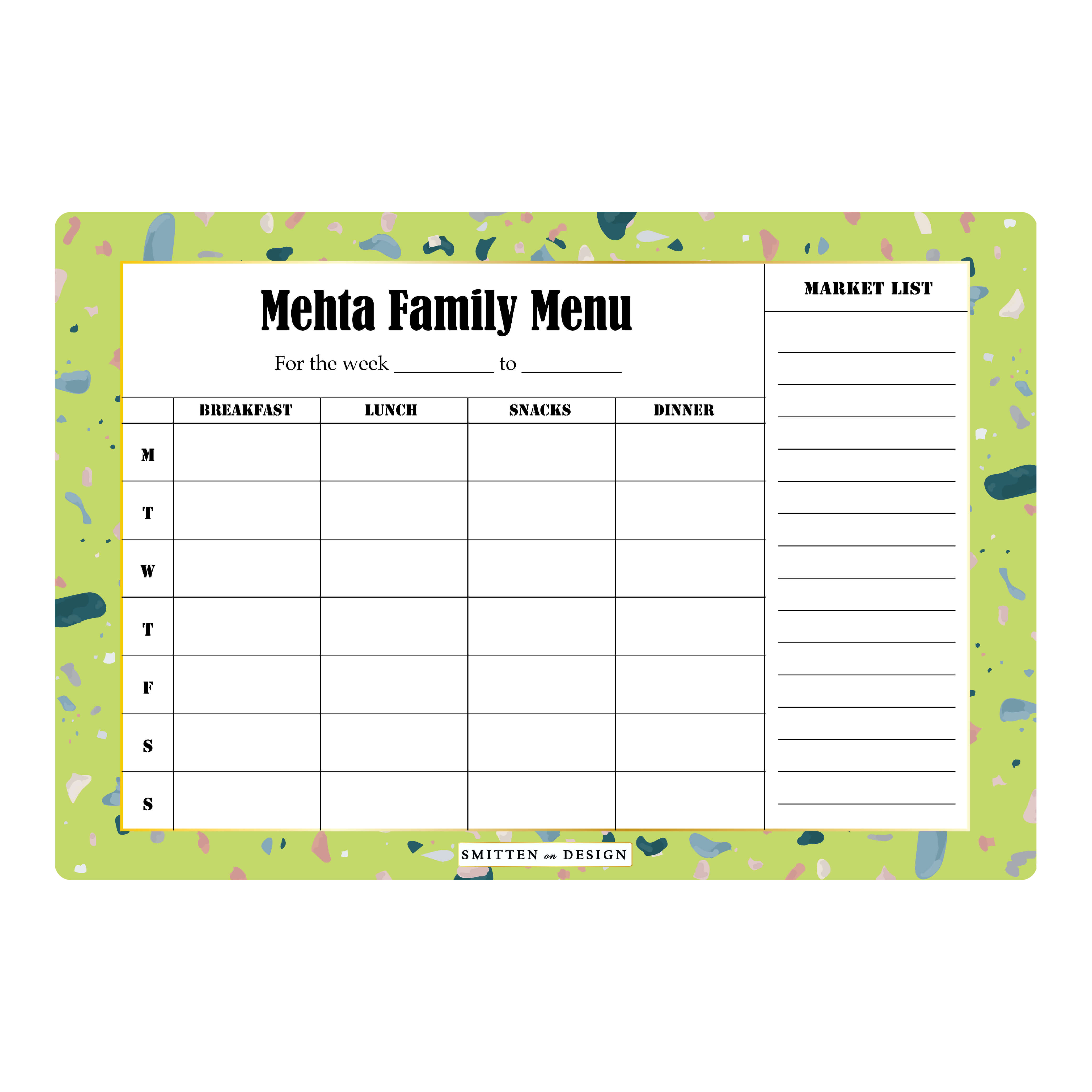 Terrazzo Lime Green Magnum Meal Planner