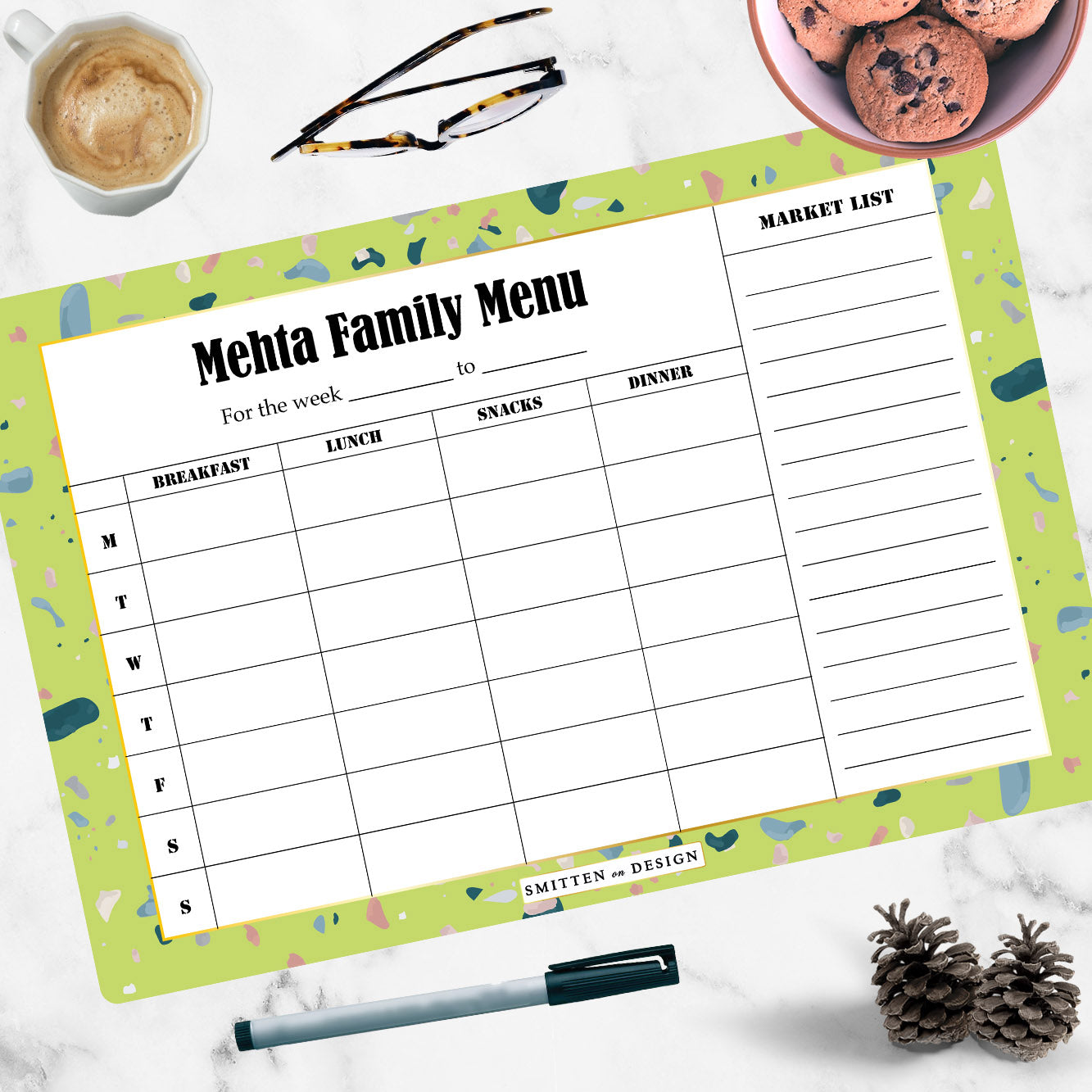 Terrazzo Lime Green Magnum Meal Planner