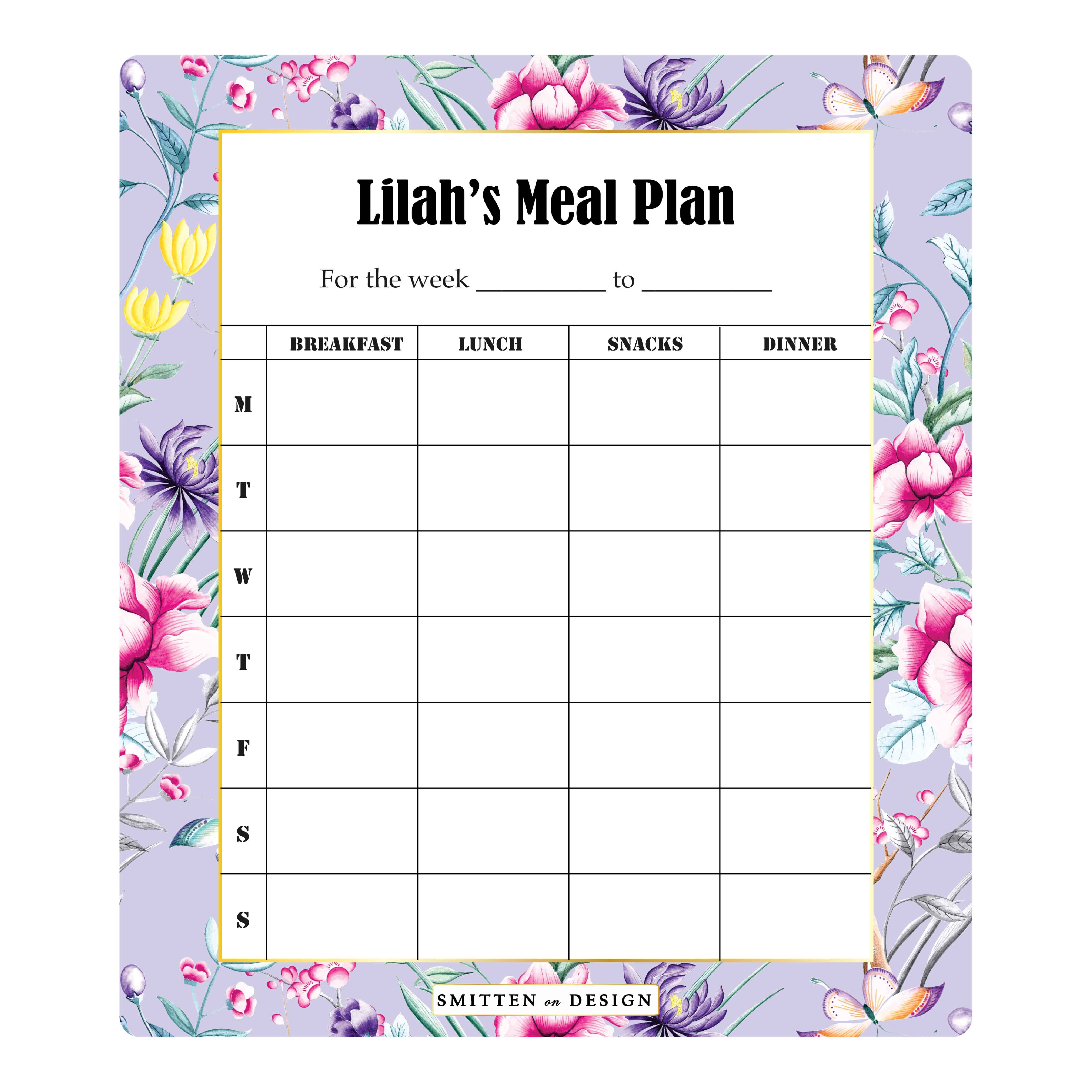 Chinoiserie Lilac Regular Meal Planner