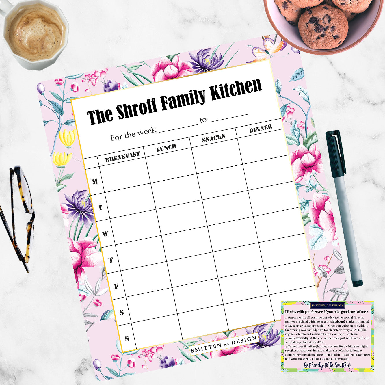 Chinoiserie Pink  Regular Meal Planner