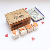 Mini Rubber stamps on a Wooden Mount - Bunting Balloon Gift Cake - Set of 4