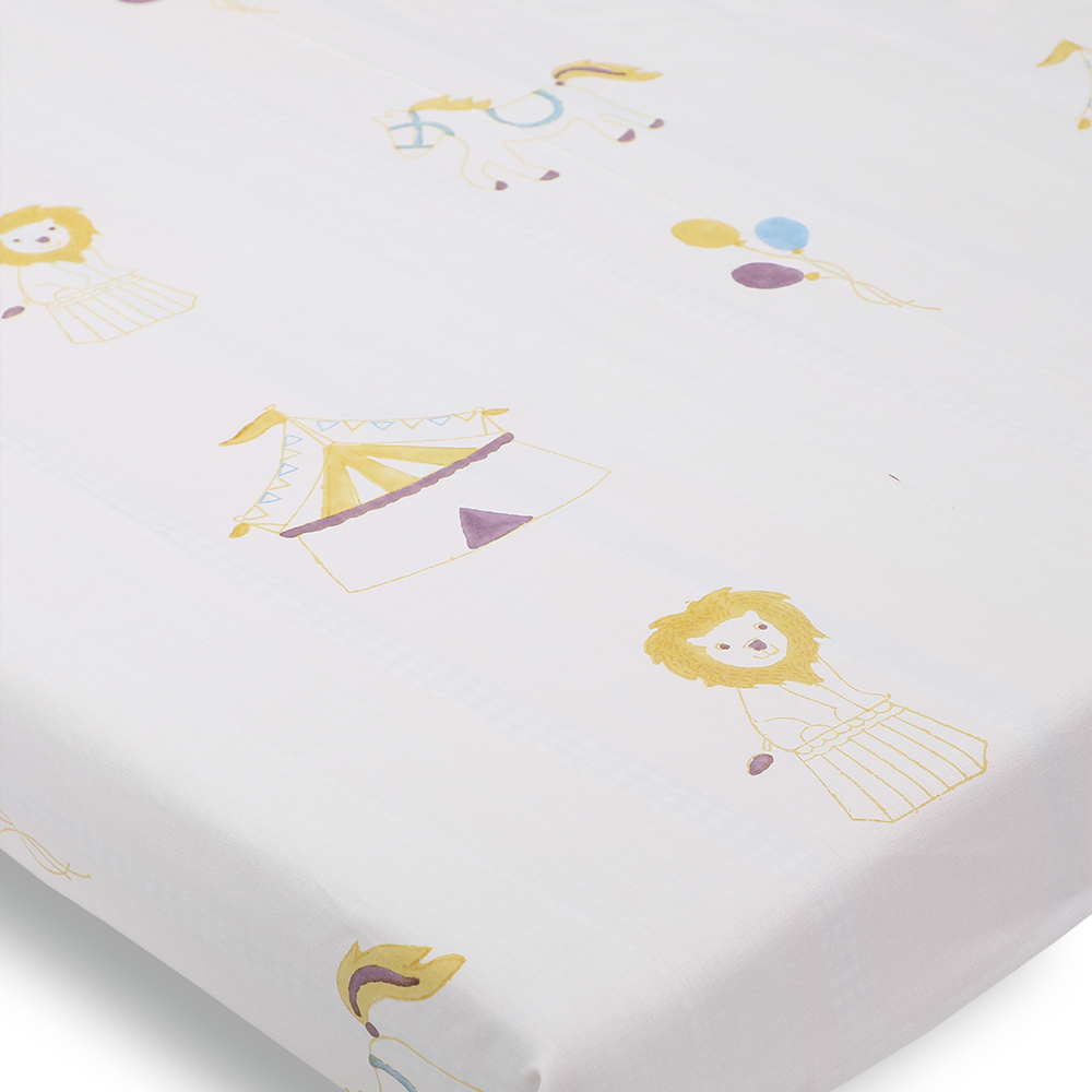 Cot Bedding Set - I am going to the Circus, Yellow