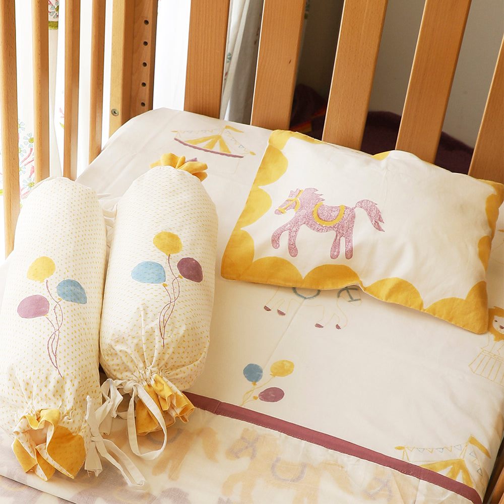 Cot Bedding Set - I am going to the Circus, Yellow