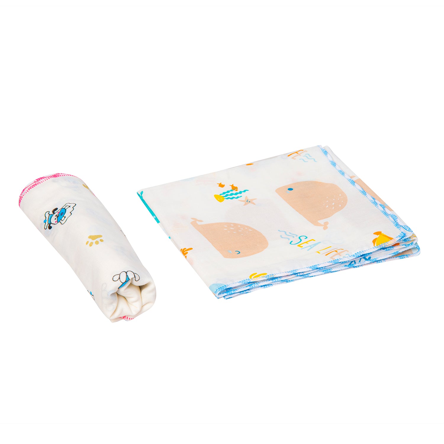 Baby Moo Muslin Towels Pack Of 2 Nature Lover Multicolour