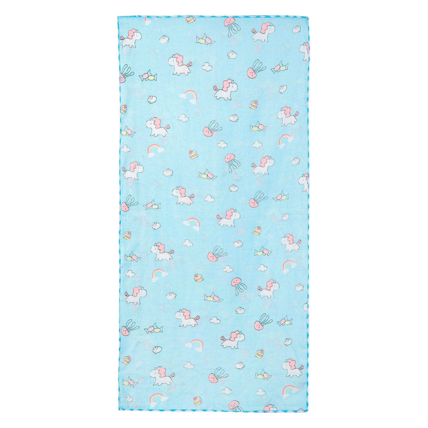 Baby Moo Muslin Towels Pack Of 2 Whales And Unicorns Blue