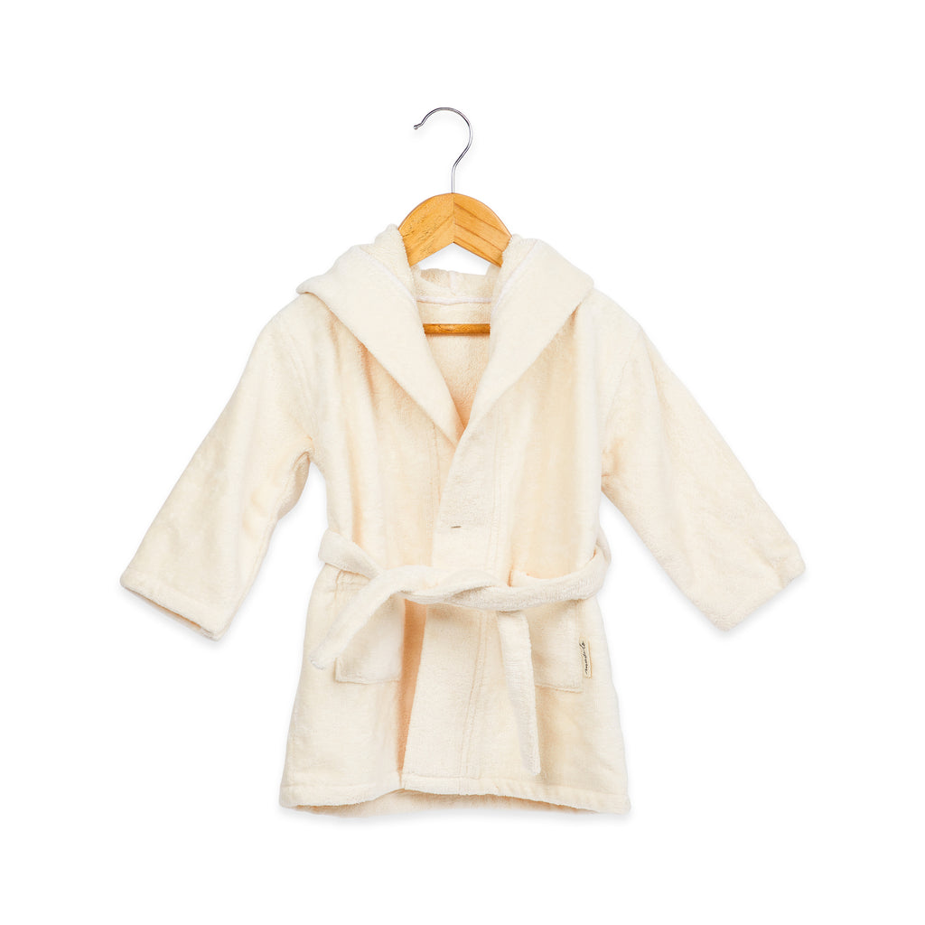 Masilo Organic Cotton Hooded Baby Robe – Cream