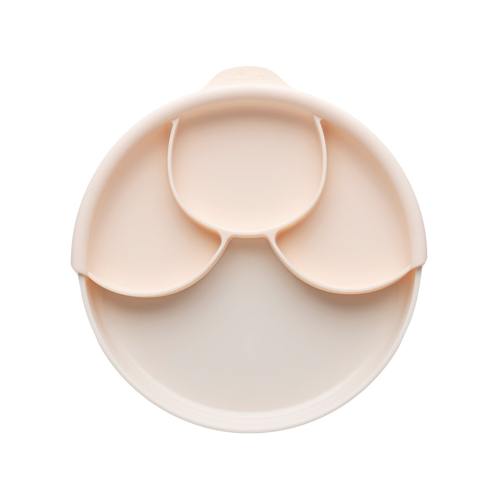 Miniware Healthy Meal Suction Plate with Dividers Set, Vanilla Peach