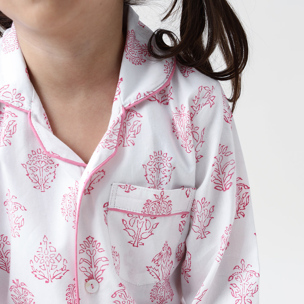 Madison Blockprint Pajama Set (Pink)