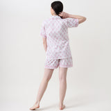 Madison Blockprint Shorts Set For Women (Pink)