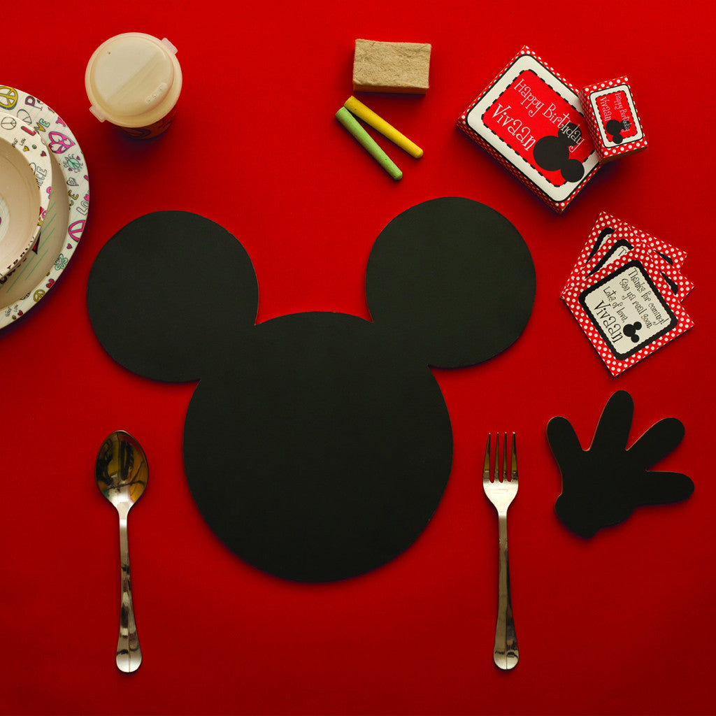 Meal Time Shaped Chalkboard Mat & Coaster - Mickey Mouse