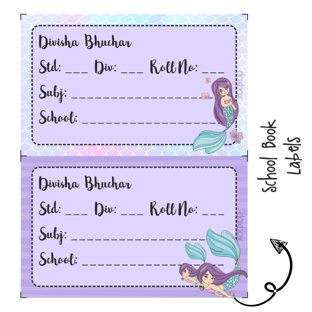 Personalised School Book Label - Mermaid