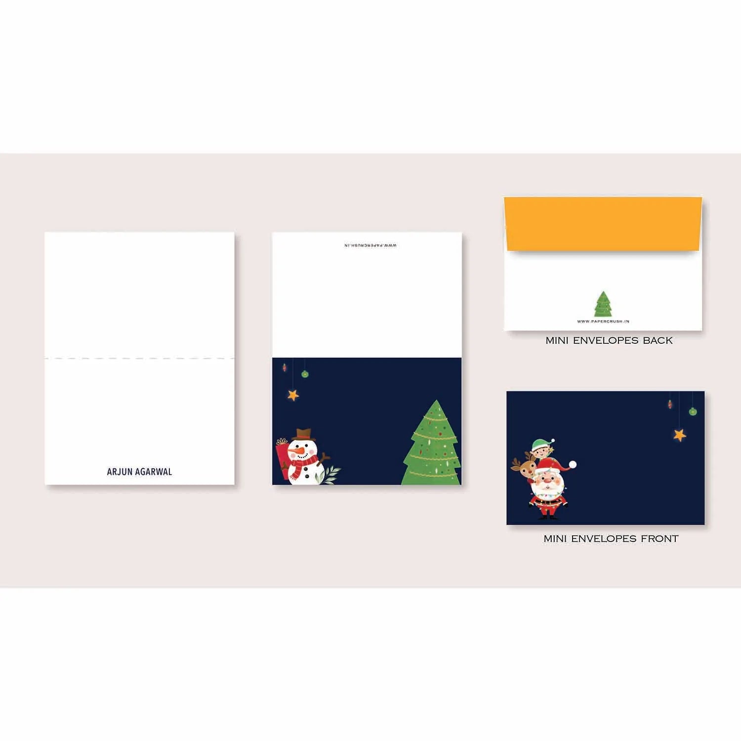 Folded-Notecards + Envelopes - Set of 25 - Midnight Santa