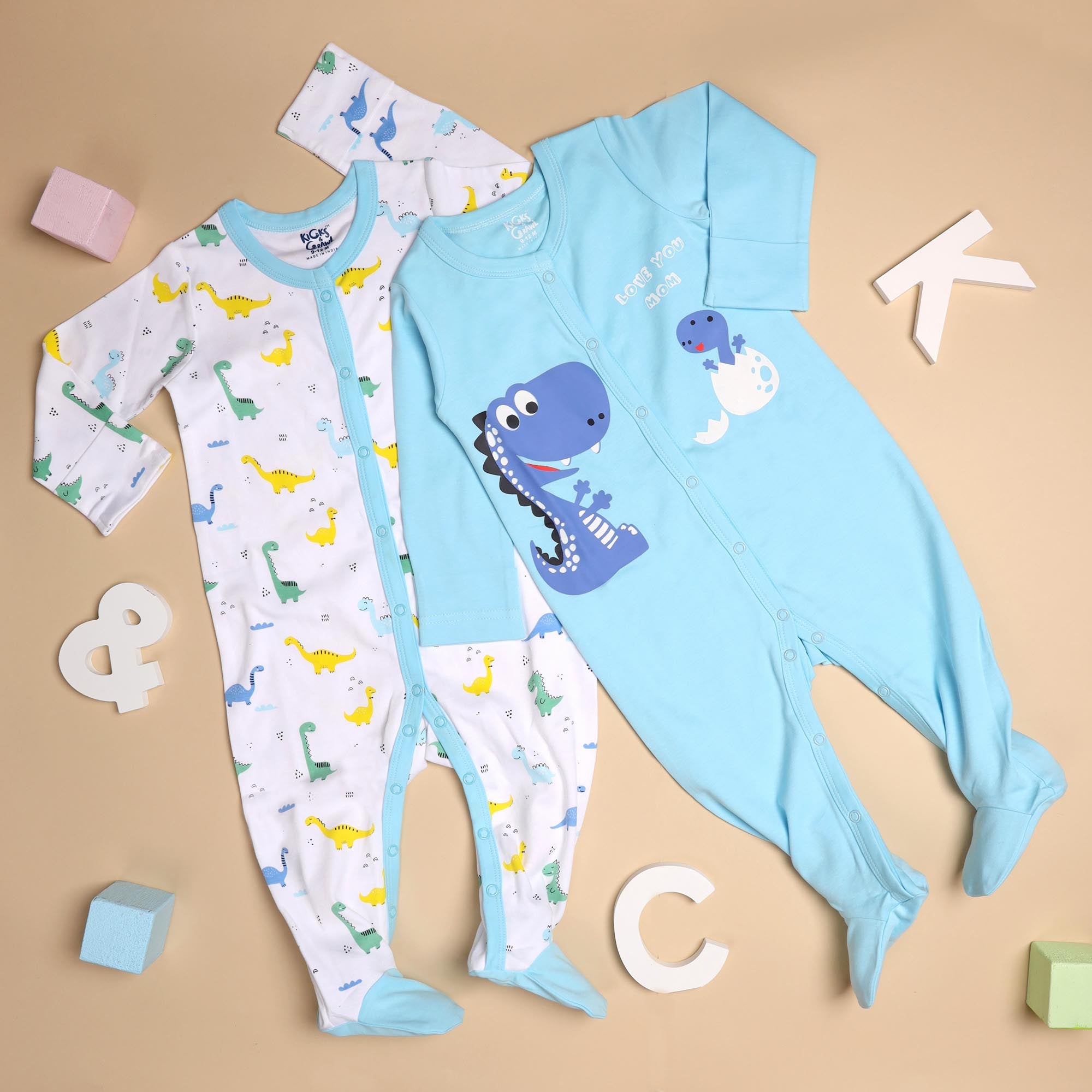 Kicks & Crawl- Mommy's Favourite Dino Sleepsuit (NB, 0-24)
