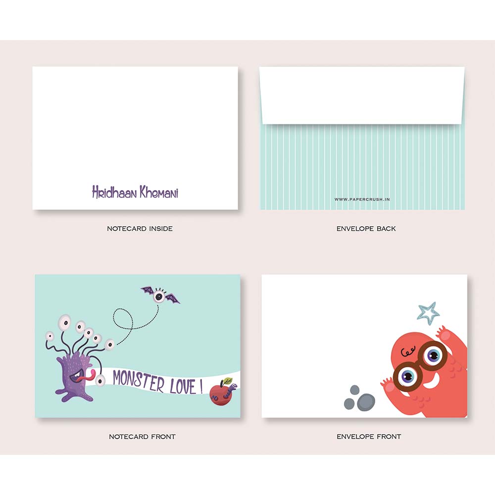 Monster -Folded-Notecards + Envelopes - Set of 25