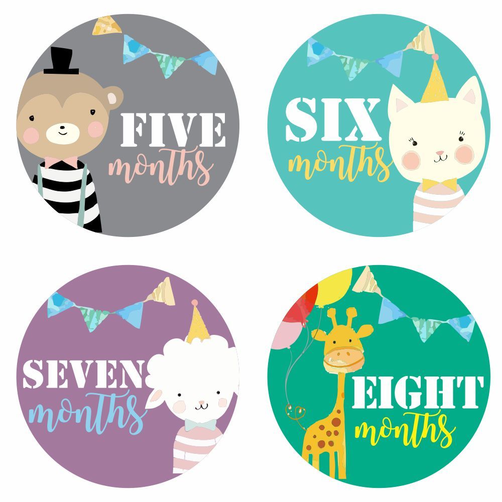 Monthly Milestone Stickers - Animal Theme